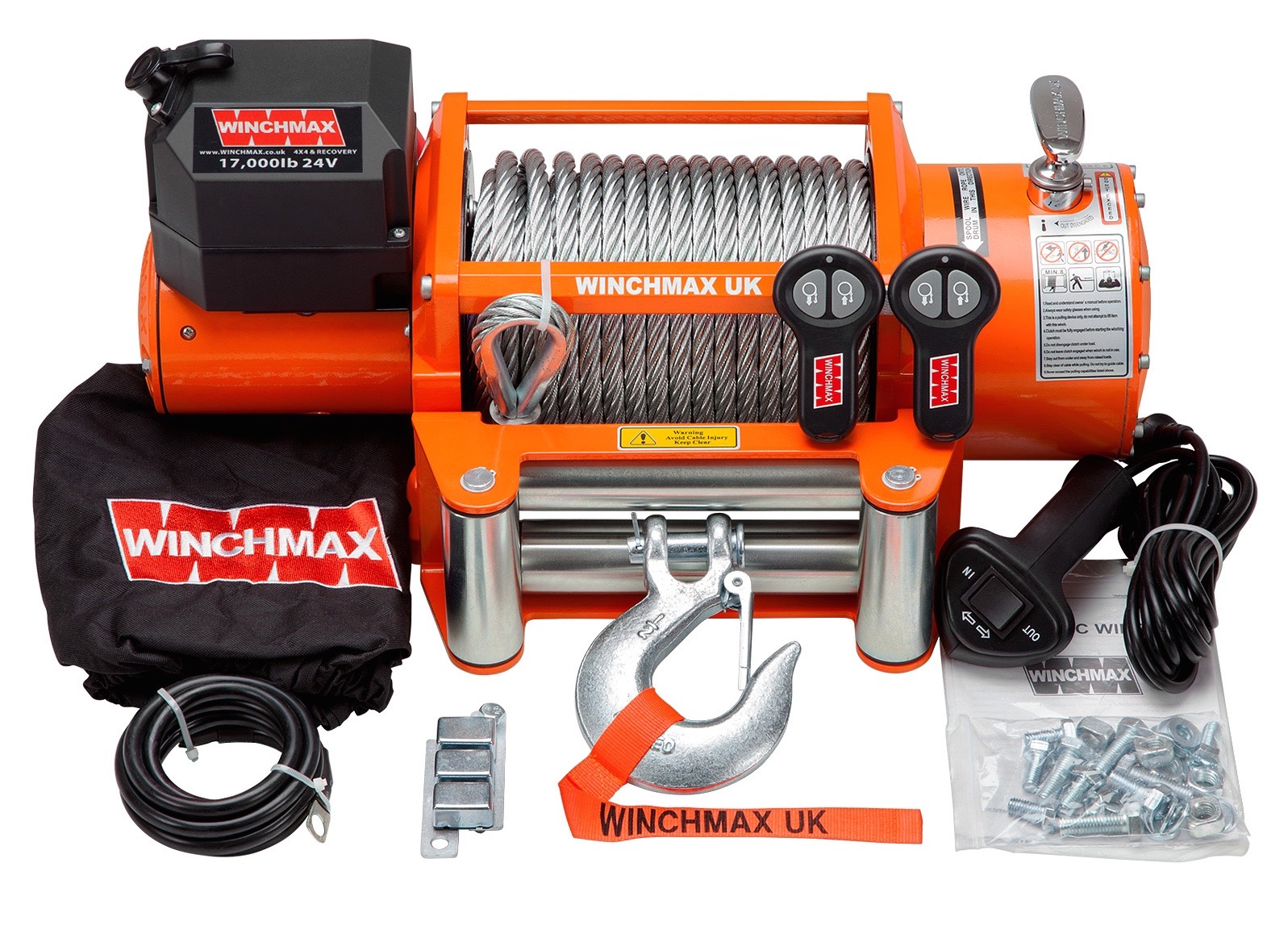 WINCHMAX 17000LB 12V ELECTRIC STEEL CABLE WINCH WITH WIRELESS REMOTES