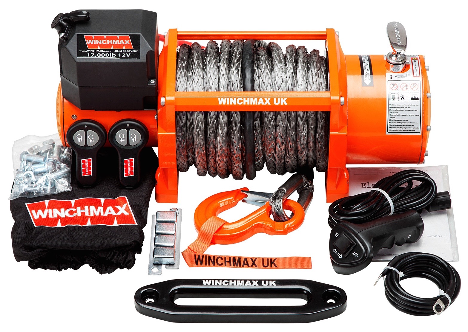 WINCHMAX 17000LB 24V ELECTRIC WINCH DYNEEMA SYNTHETIC ROPE WITH WIRELESS REMOTES