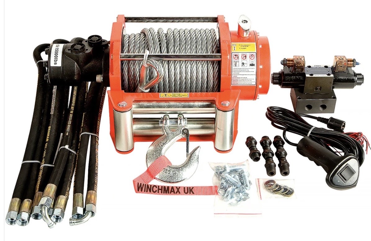 WINCHMAX HYDRAULIC RECOVERY WINCH 15000LB (6804KG) WITH 12V CONTROLLER